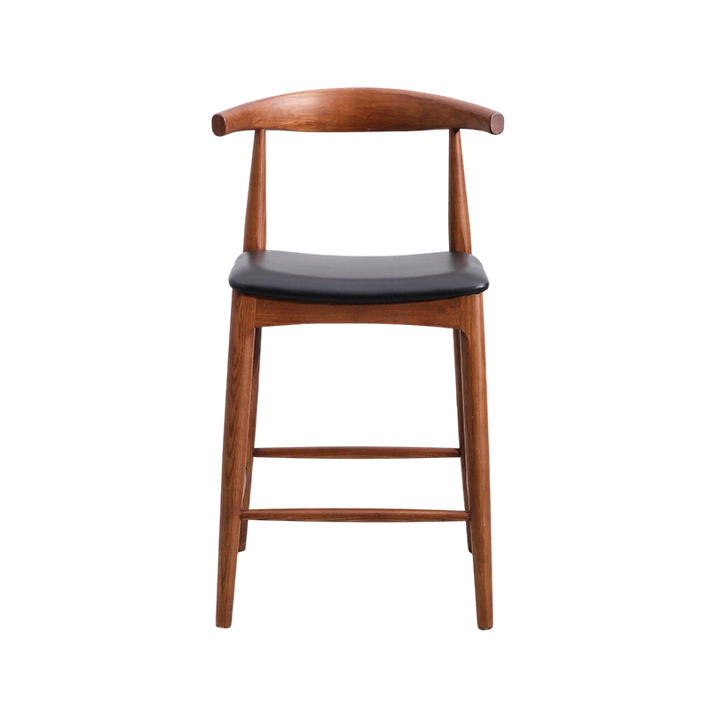Barhocker mit Ledersitz und gebogener Rückenlehne